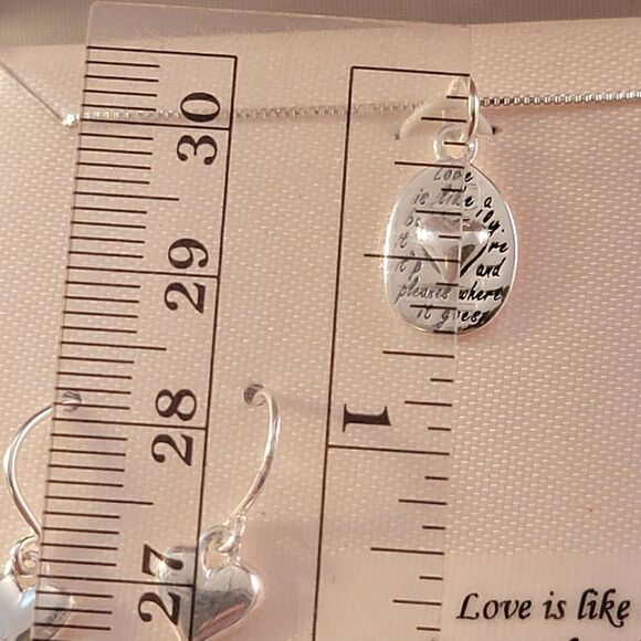 Sterling Inspirational Words Heart Necklace & Drop Earrings Set - Ne… - Picture 7 of 8